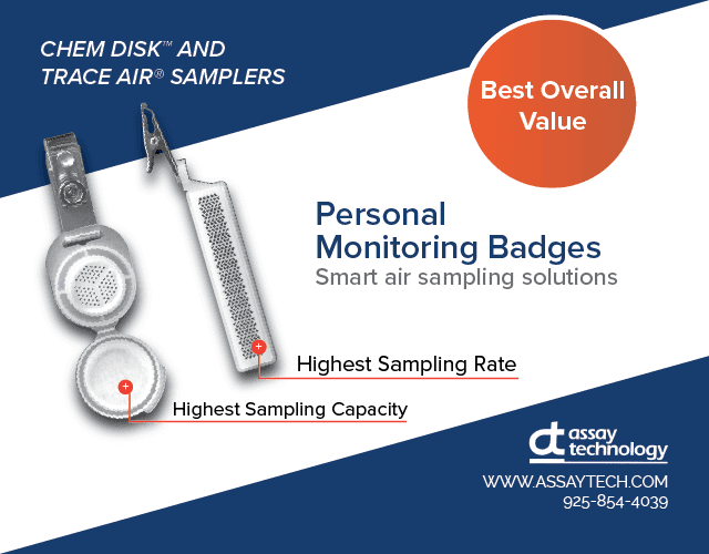 An image showing air sampling solutions, including ChemDisk and TraceAir samplers