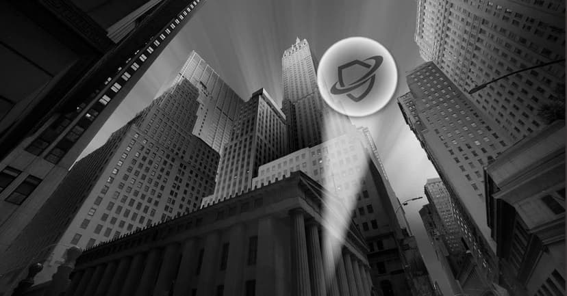 Black and white image of city skyline with spotlight on shield icon